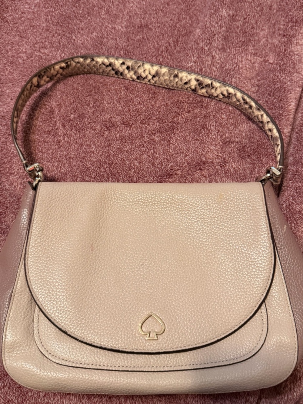 kate spade Blush Leather Shoulder Bag with Snake-Print Strap